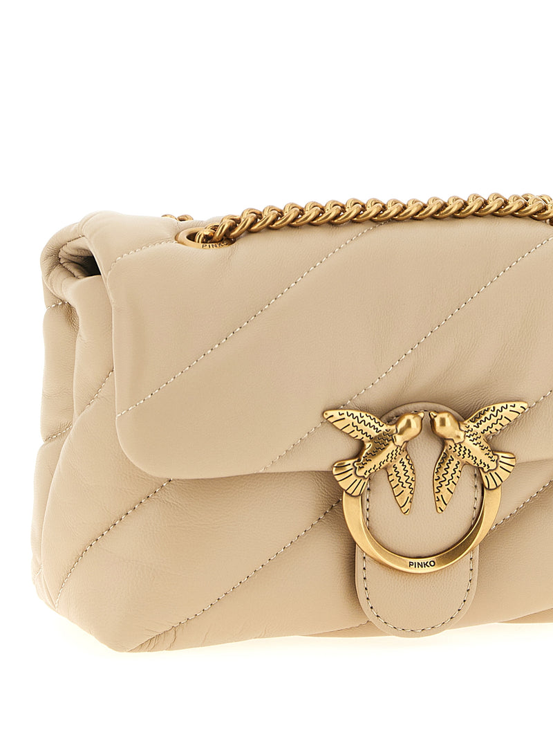 PINKO Sac bandoulière beige en cuir d'agneau