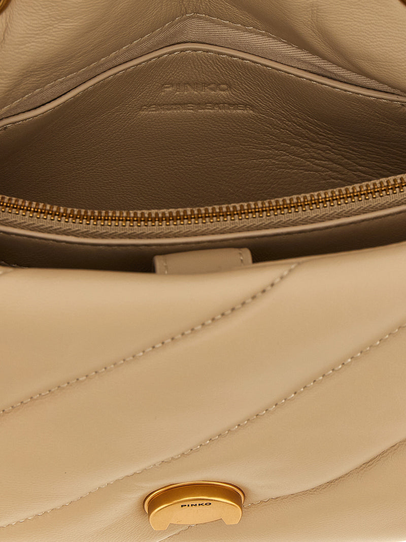 PINKO Sac bandoulière beige en cuir d'agneau