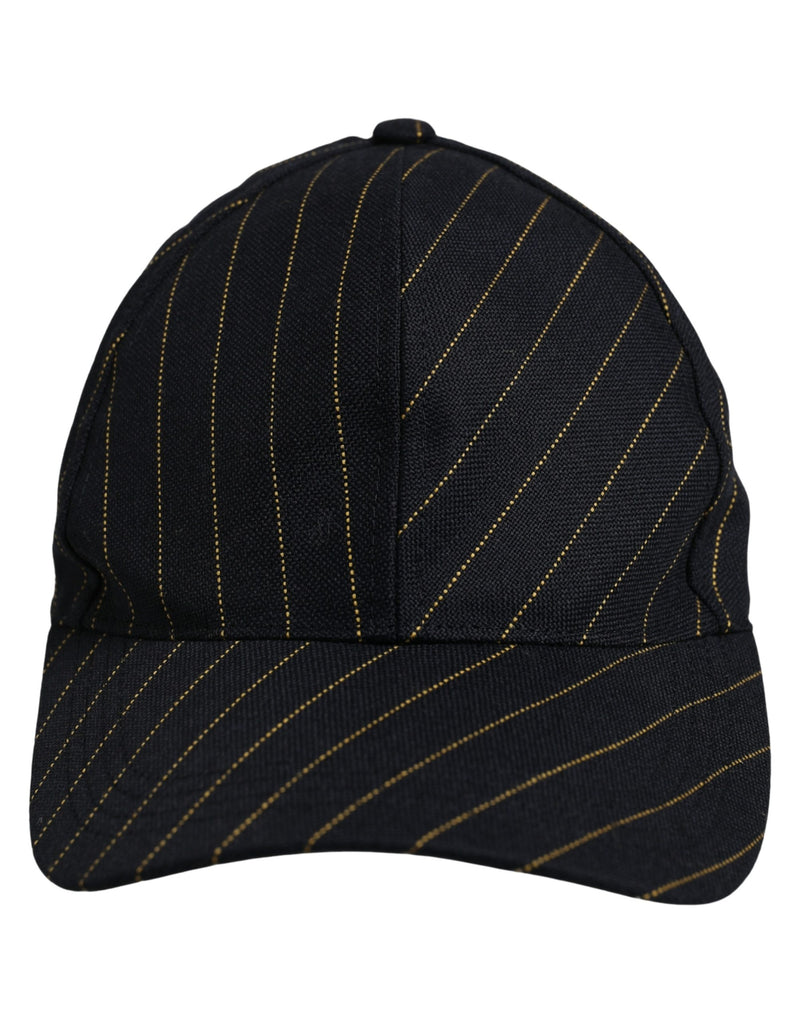 Casquette de baseball en coton rayé noir et doré Dolce & Gabbana