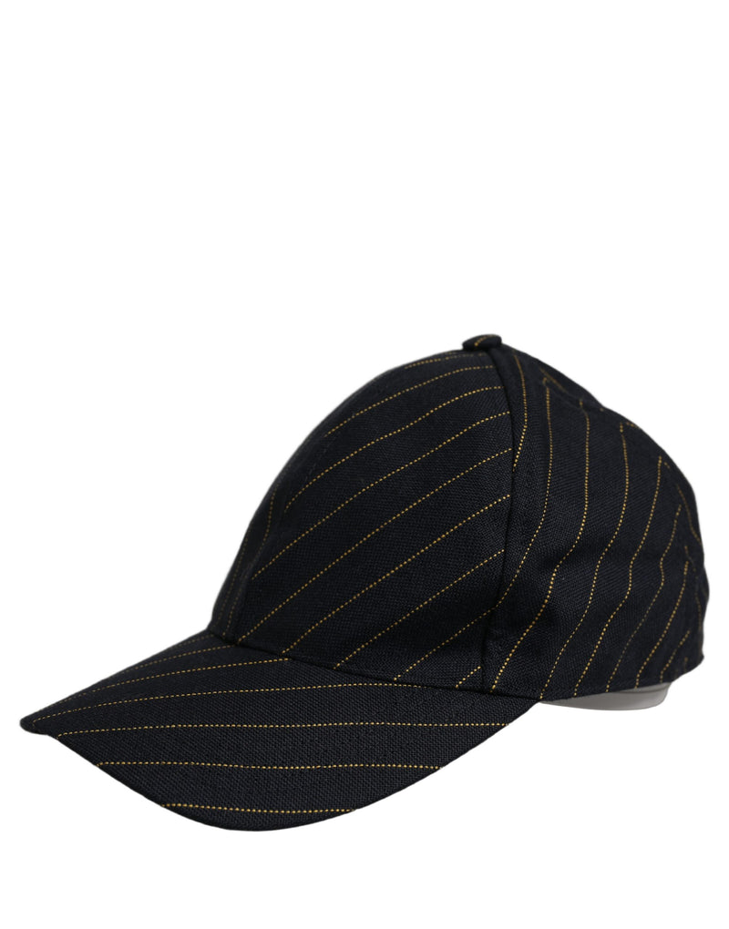 Casquette de baseball en coton rayé noir et doré Dolce & Gabbana