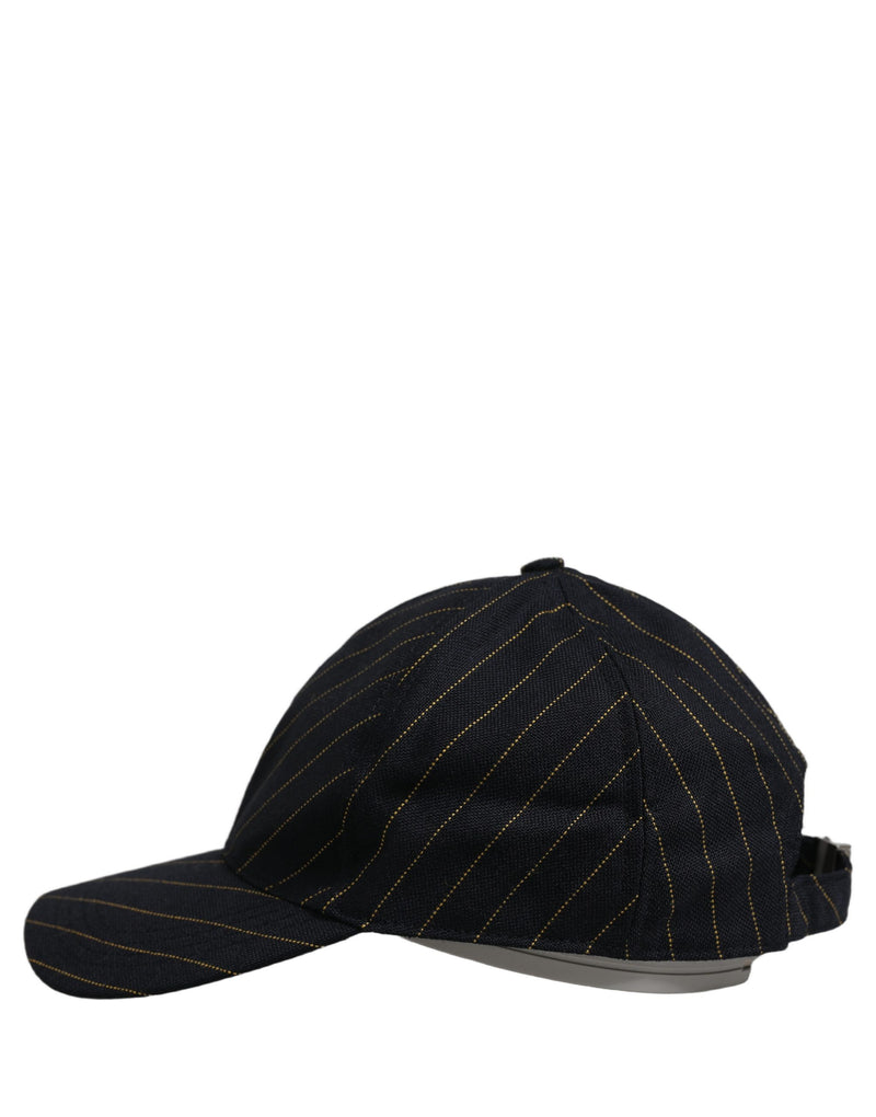 Casquette de baseball en coton rayé noir et doré Dolce & Gabbana
