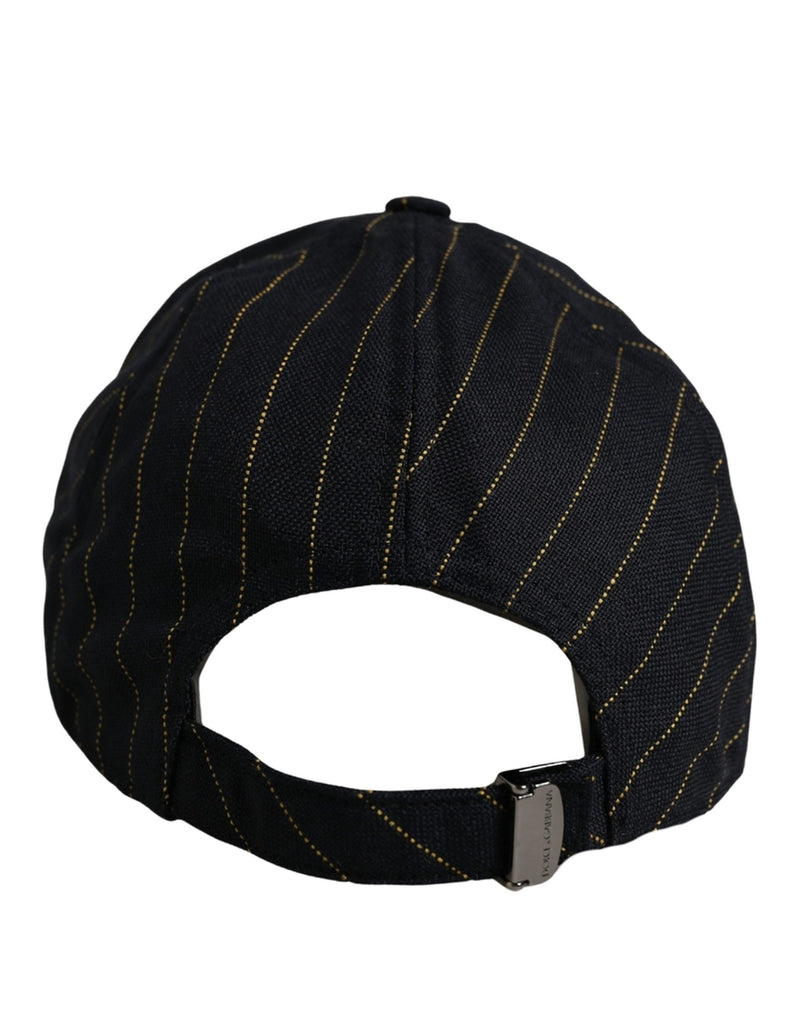 Casquette de baseball en coton rayé noir et doré Dolce & Gabbana