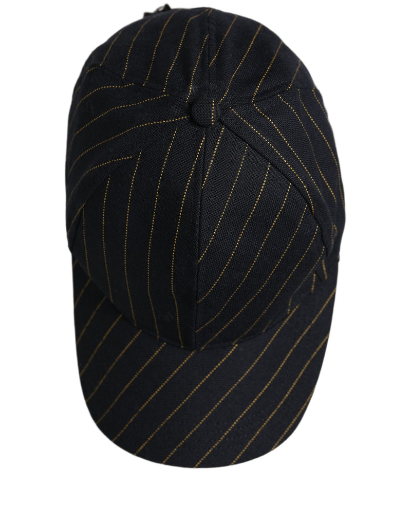 Casquette de baseball en coton rayé noir et doré Dolce & Gabbana