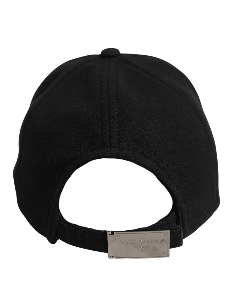 Casquette de baseball homme Dolce & Gabbana en laine noire à 6 panneaux