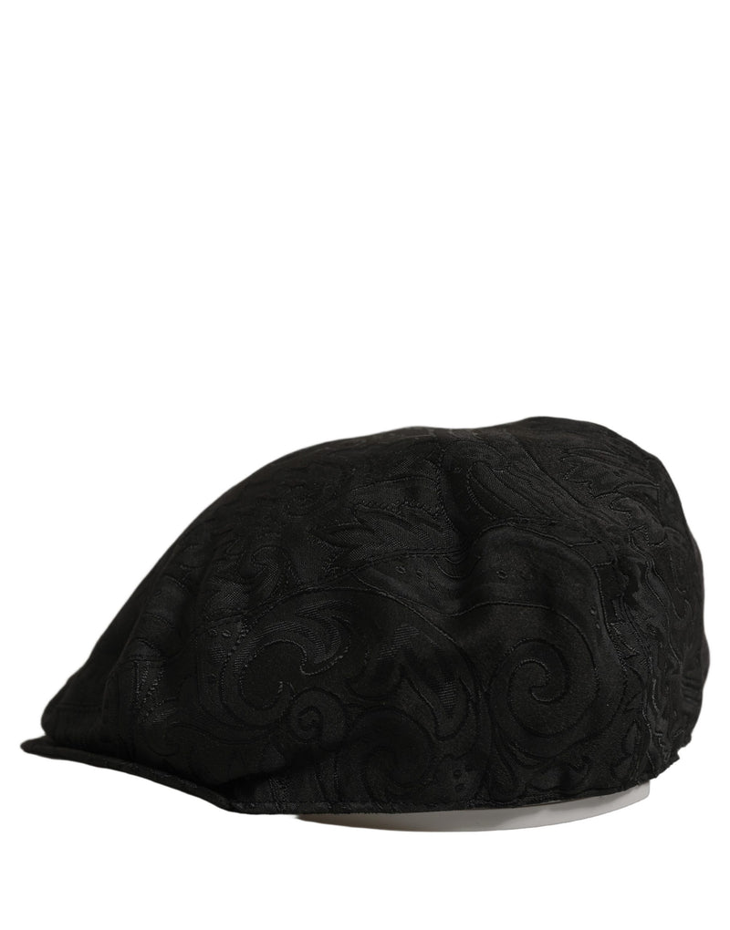 Casquette plate Dolce & Gabbana pour homme en jacquard floral noir