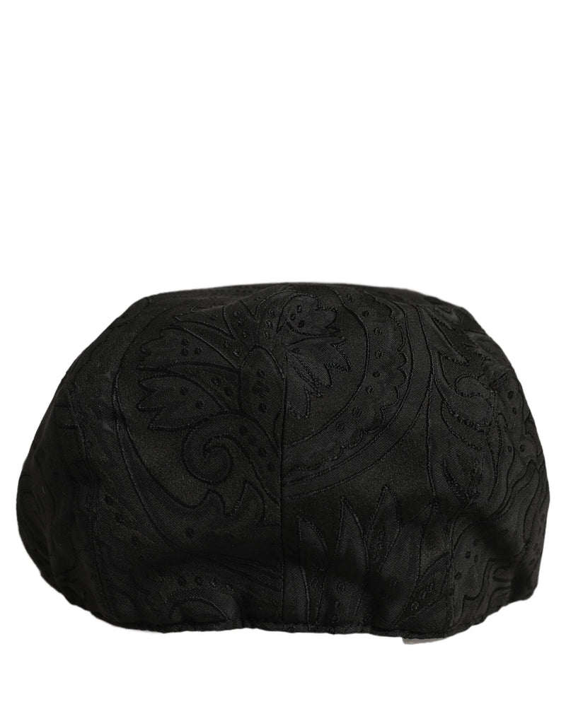 Casquette plate Dolce & Gabbana pour homme en jacquard floral noir