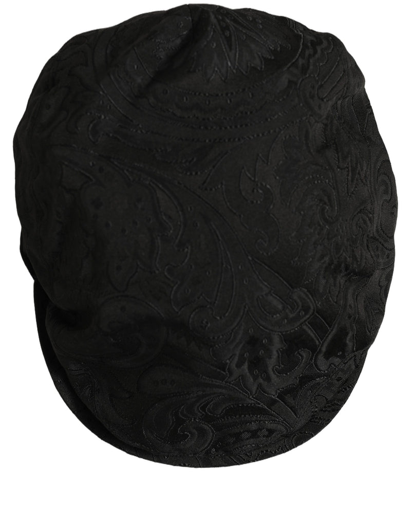 Casquette plate Dolce & Gabbana pour homme en jacquard floral noir