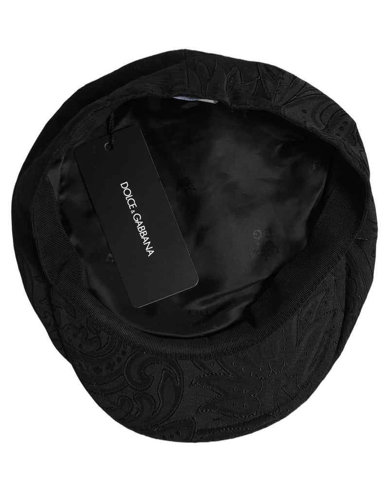 Casquette plate Dolce & Gabbana pour homme en jacquard floral noir