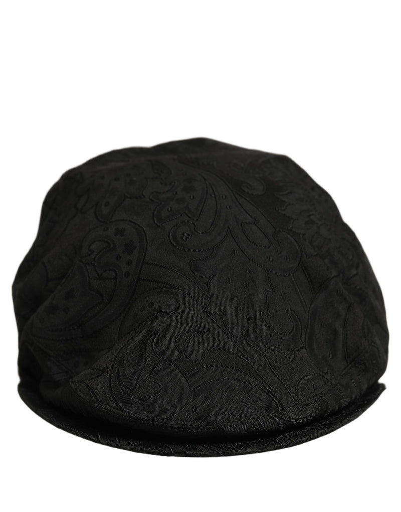 Casquette plate Dolce & Gabbana pour homme en jacquard floral noir