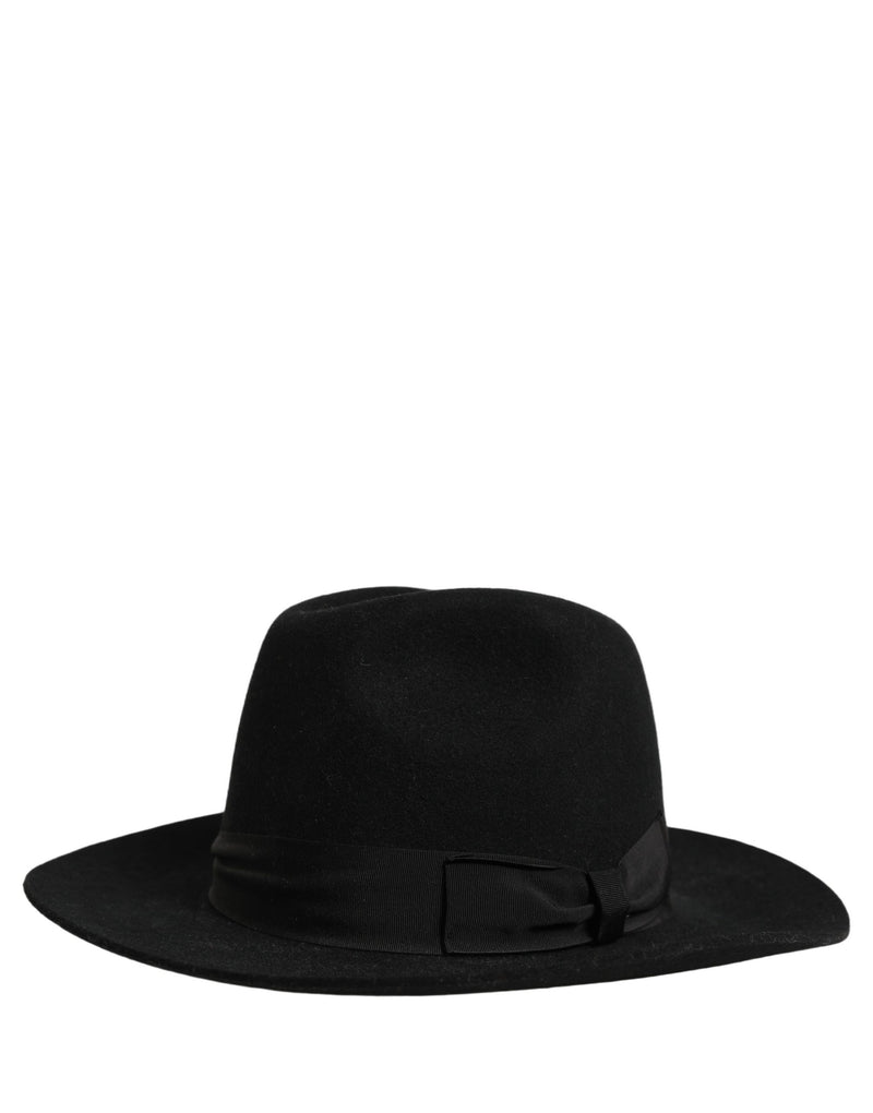 Dolce & Gabbana Men Black Classic Wide Brim Fedora Capello Hat