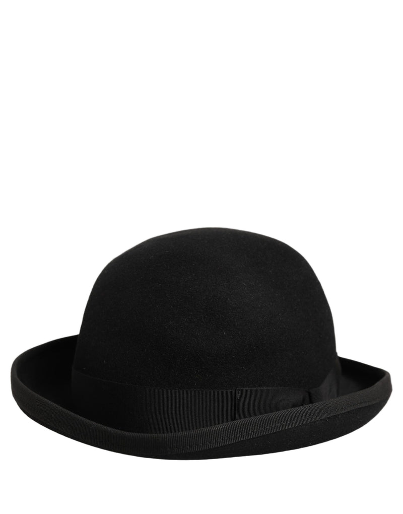 Dolce & Gabbana Men Black Rabbit Fur Felt Bowler Capello Hat