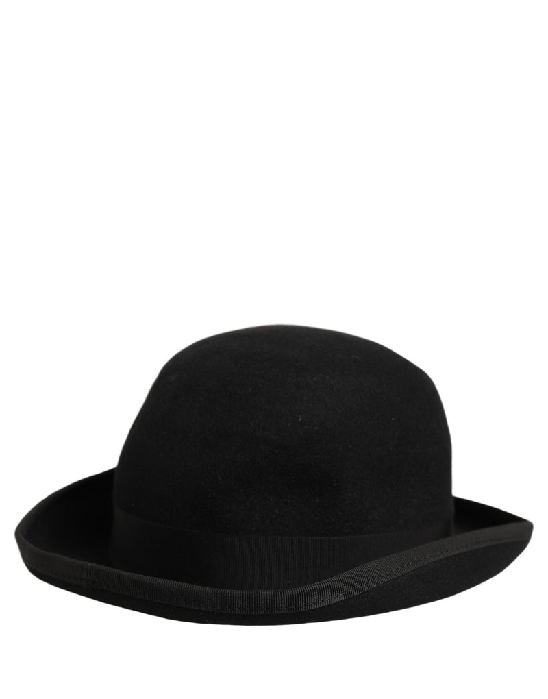 Dolce & Gabbana Men Black Rabbit Fur Felt Bowler Capello Hat