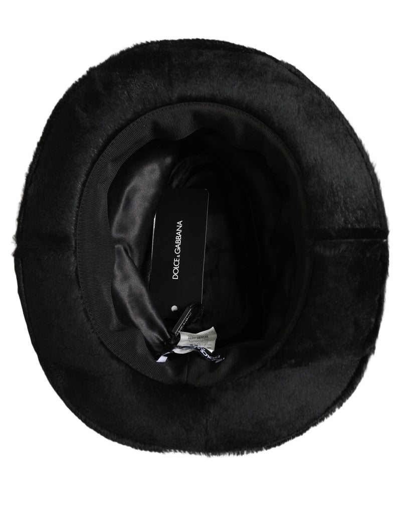 Dolce & Gabbana Men Black Classic Wide Brim Fedora Capello Hat