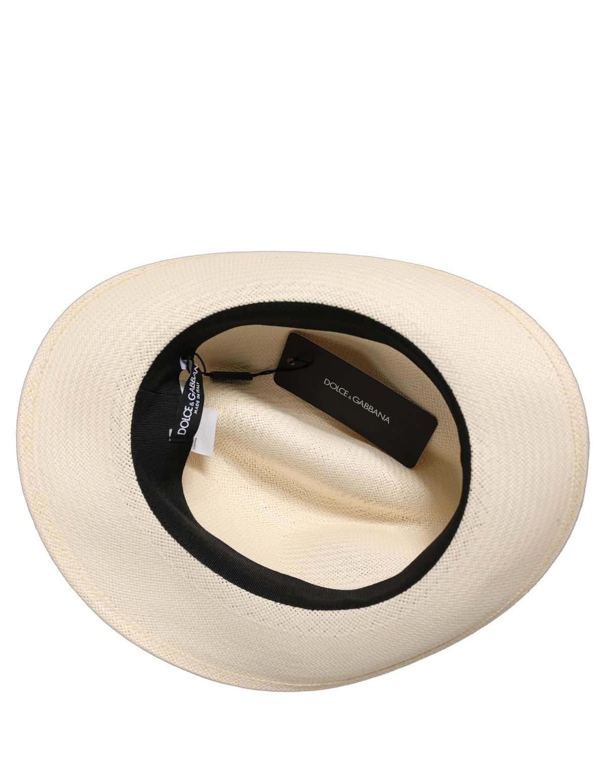 Dolce & Gabbana Homme Chapeau Fedora Panama en Paille de Papier Blanc