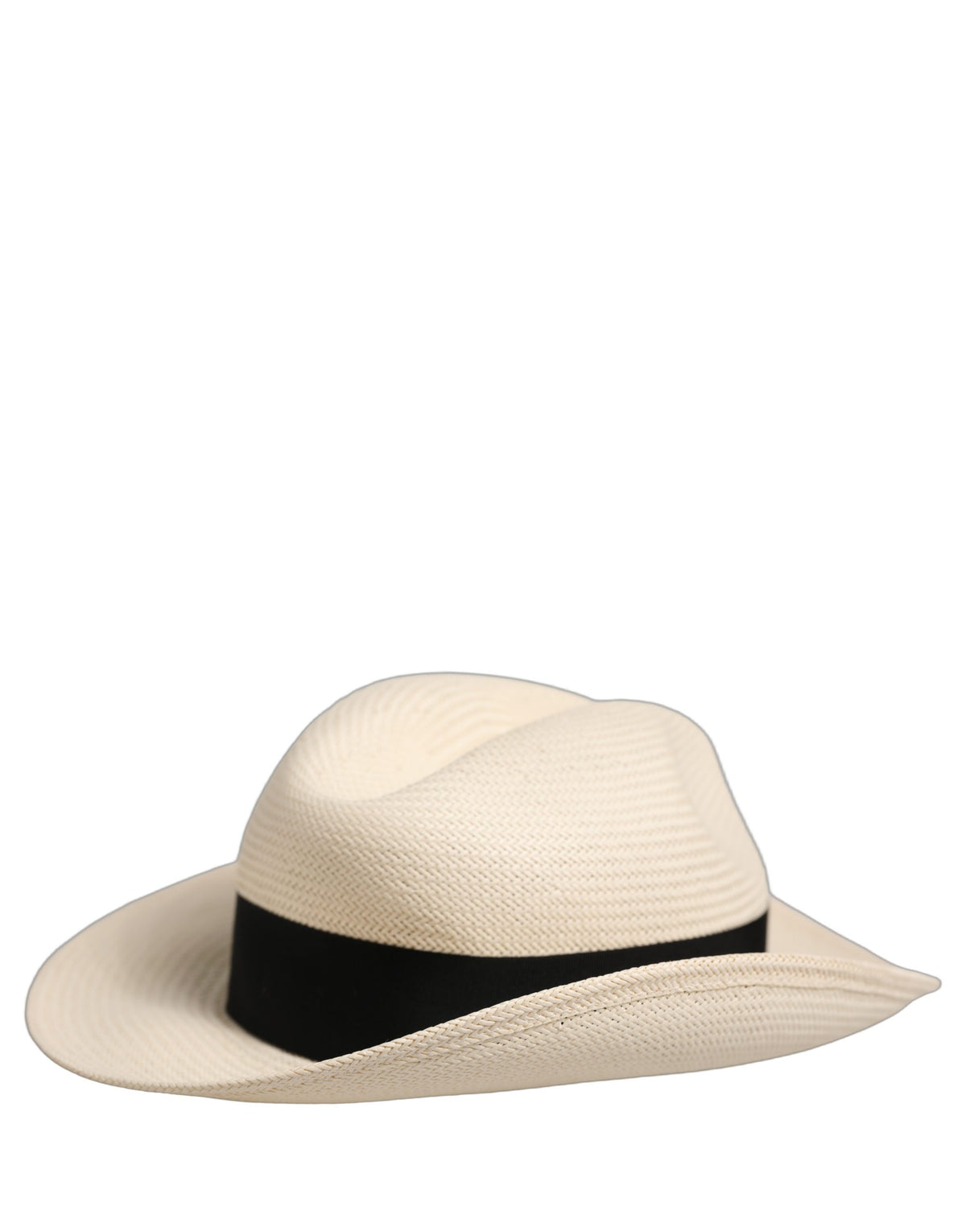 Dolce & Gabbana Homme Chapeau Fedora Panama en Paille de Papier Blanc