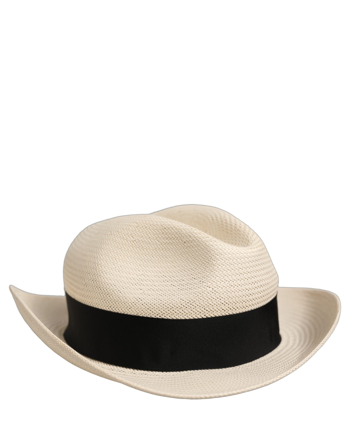 Dolce & Gabbana Homme Chapeau Fedora Panama en Paille de Papier Blanc