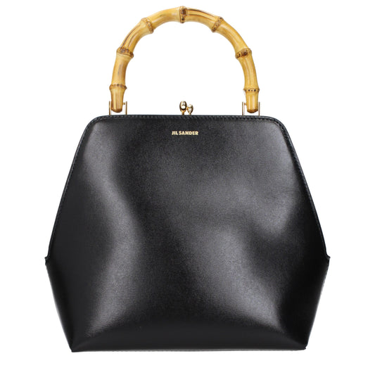 Sac à main en cuir noir Jil Sander