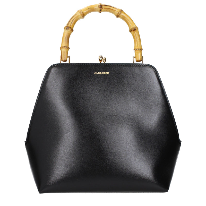 Sac à main en cuir noir Jil Sander