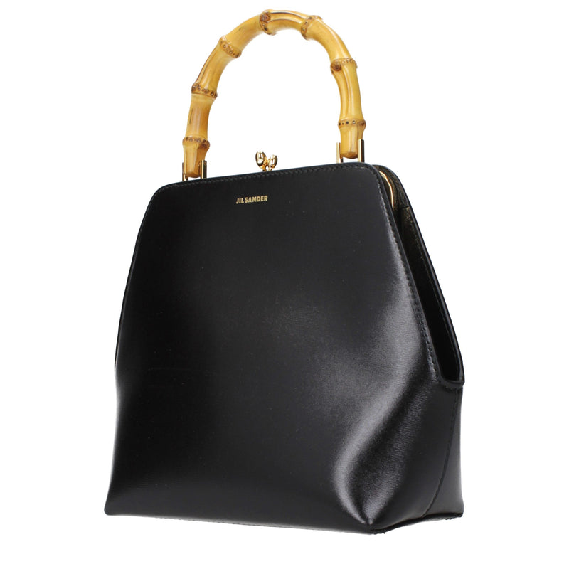 Sac à main en cuir noir Jil Sander