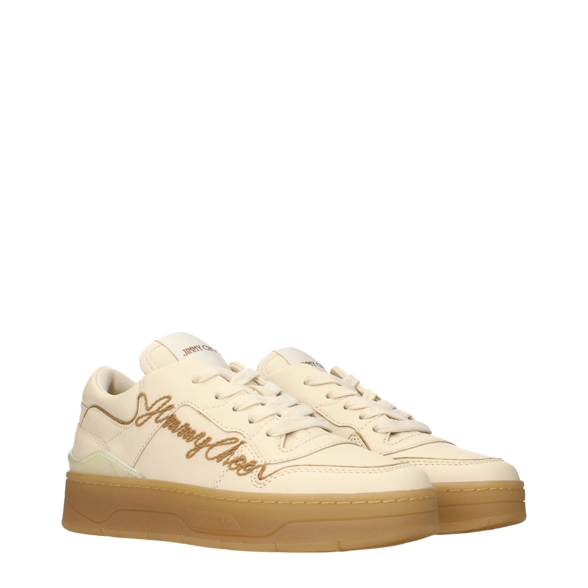 Baskets basses en cuir beige Jimmy Choo