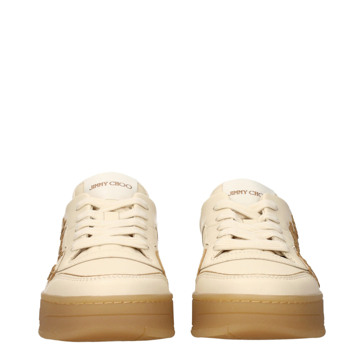 Baskets basses en cuir beige Jimmy Choo