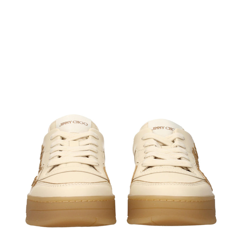 Baskets basses en cuir beige Jimmy Choo