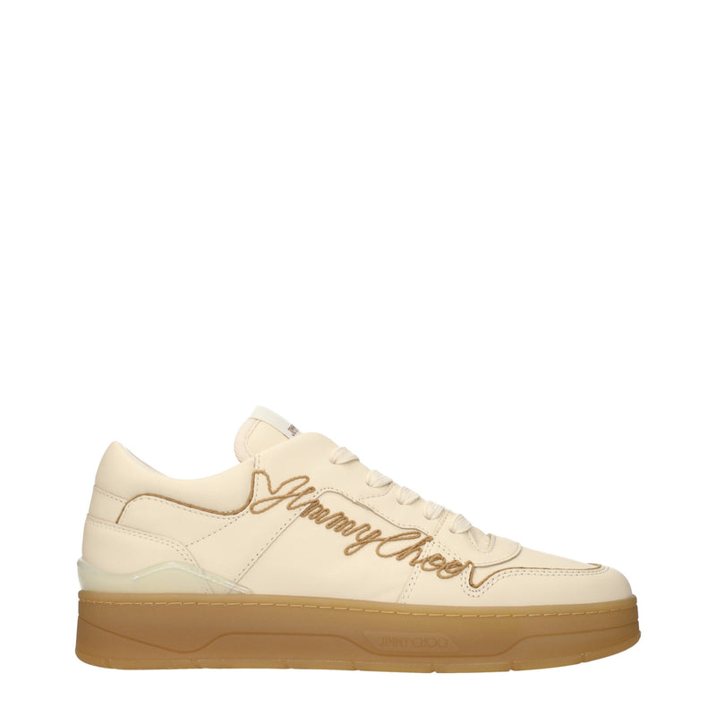 Jimmy Choo Beige Leather Low Top Sneakers