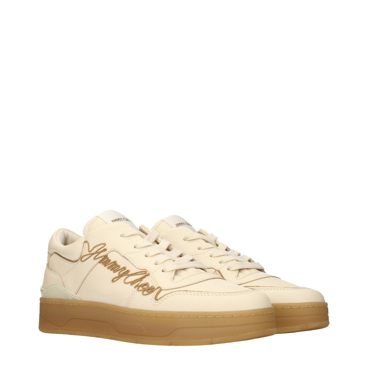 Baskets basses en cuir beige Jimmy Choo