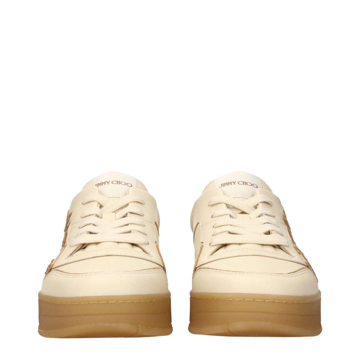 Baskets basses en cuir beige Jimmy Choo