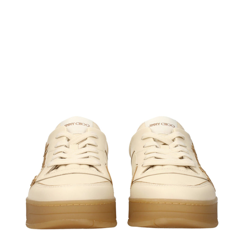 Jimmy Choo Beige Leather Low Top Sneakers