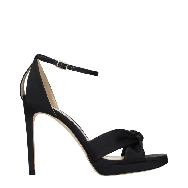 Sandales Jimmy Choo en satin noir à plateforme