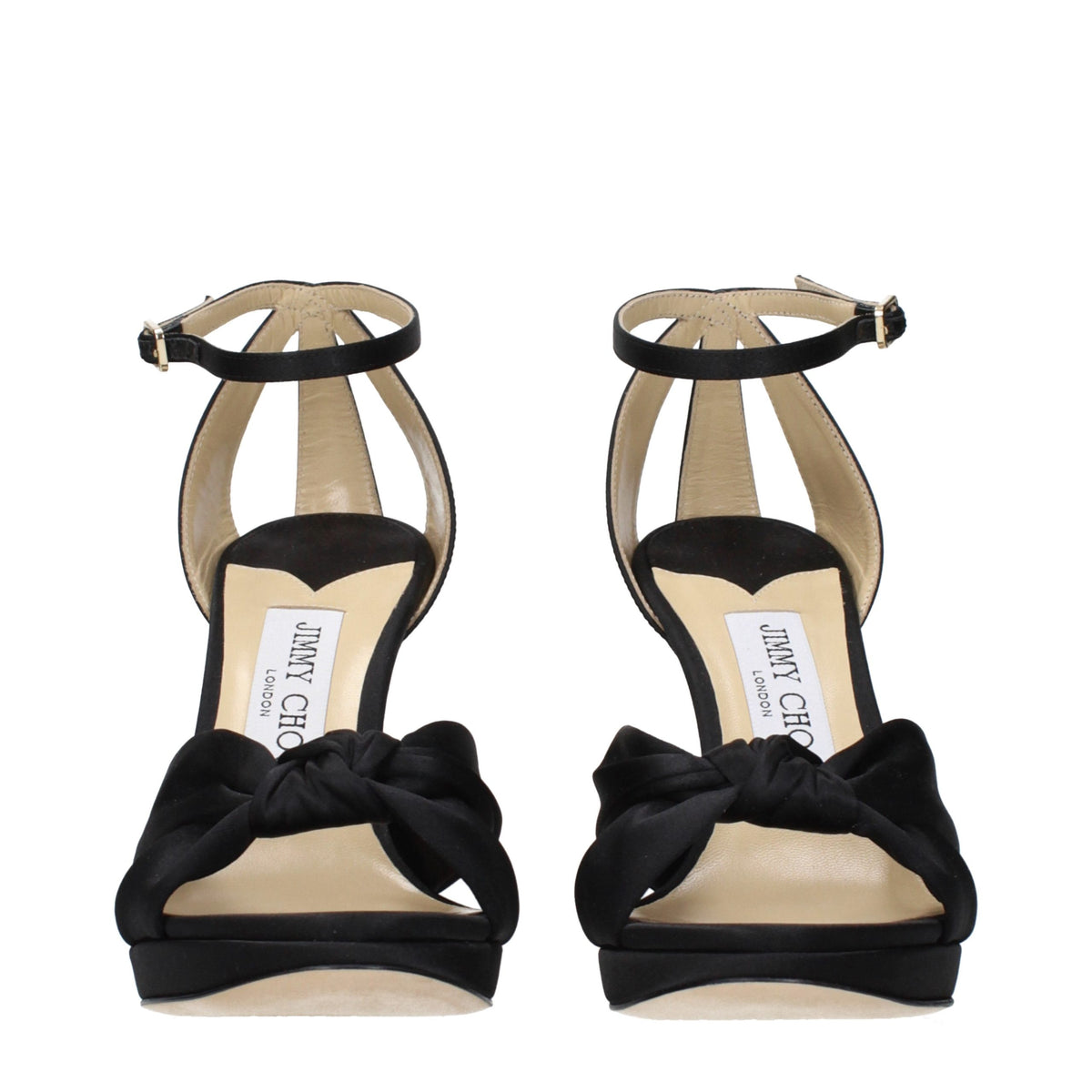 Sandales Jimmy Choo en satin noir à plateforme