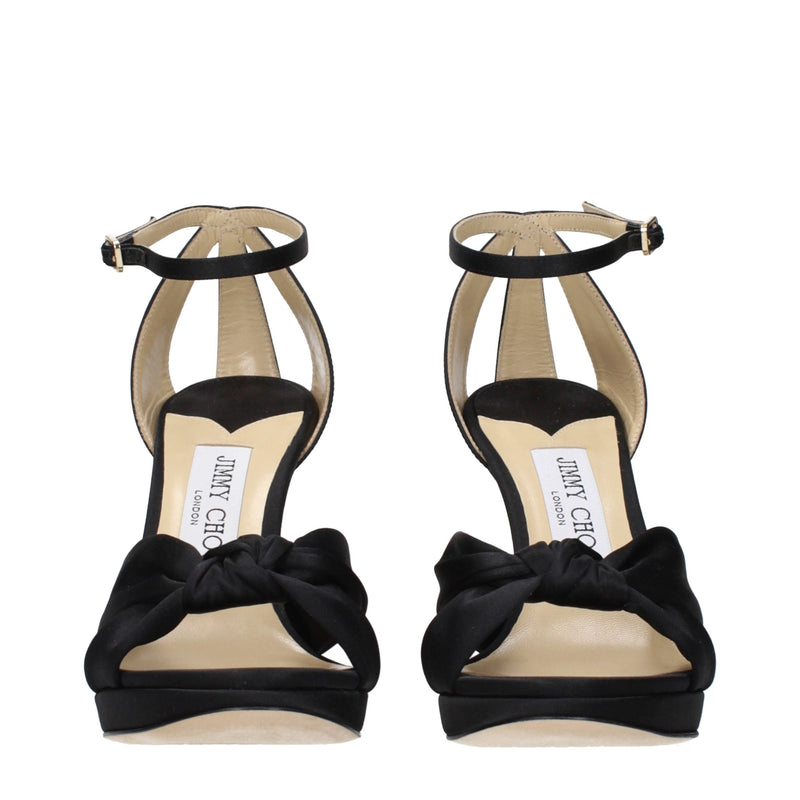 Sandales Jimmy Choo en satin noir à plateforme