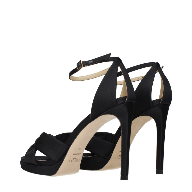 Sandales Jimmy Choo en satin noir à plateforme