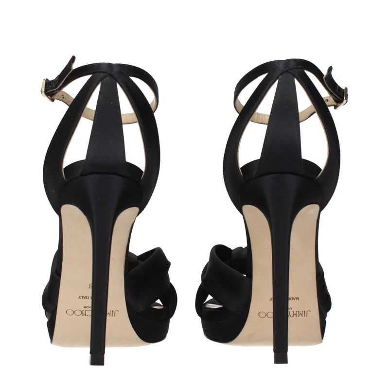 Sandales Jimmy Choo en satin noir à plateforme