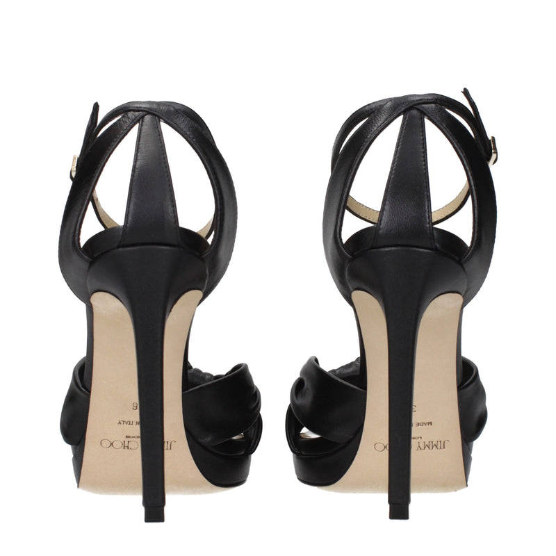 Sandales plateforme en cuir noir Jimmy Choo