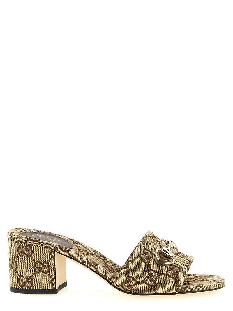 Mules Gucci en coton beige
