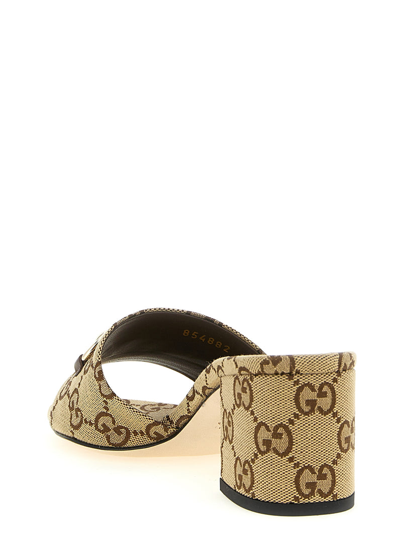 Mules Gucci en coton beige