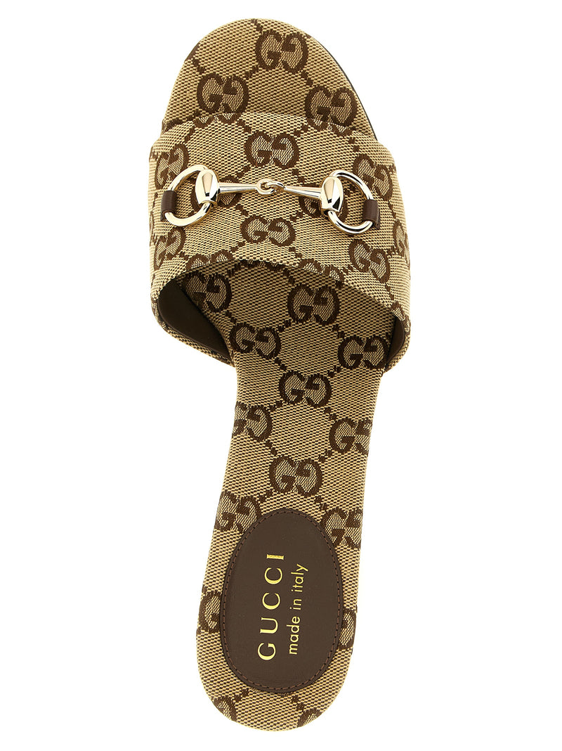 Mules Gucci en coton beige