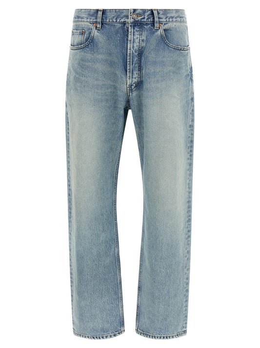 Saint Laurent Blue Cotton Straight-Leg Jeans