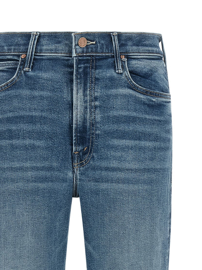 Mother Denim Blue Cotton Flared Jeans