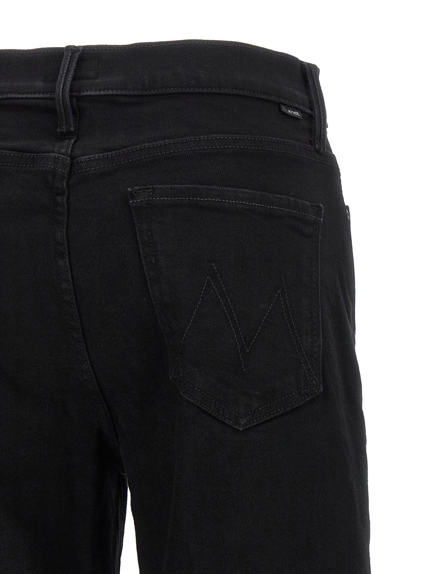Mother Denim Black Cotton Flared Jeans