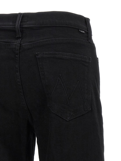 Mother Denim Black Cotton Flared Jeans