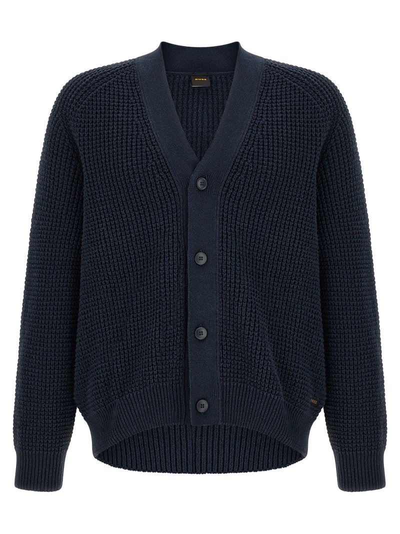 Cardigan en coton bleu Hugo Boss