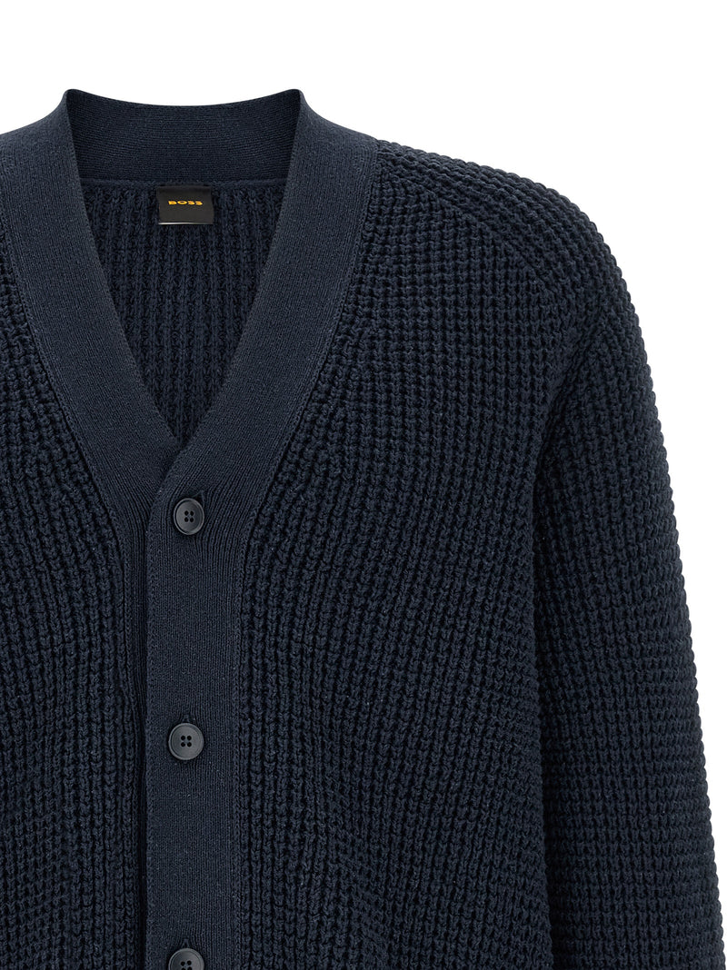 Cardigan en coton bleu Hugo Boss