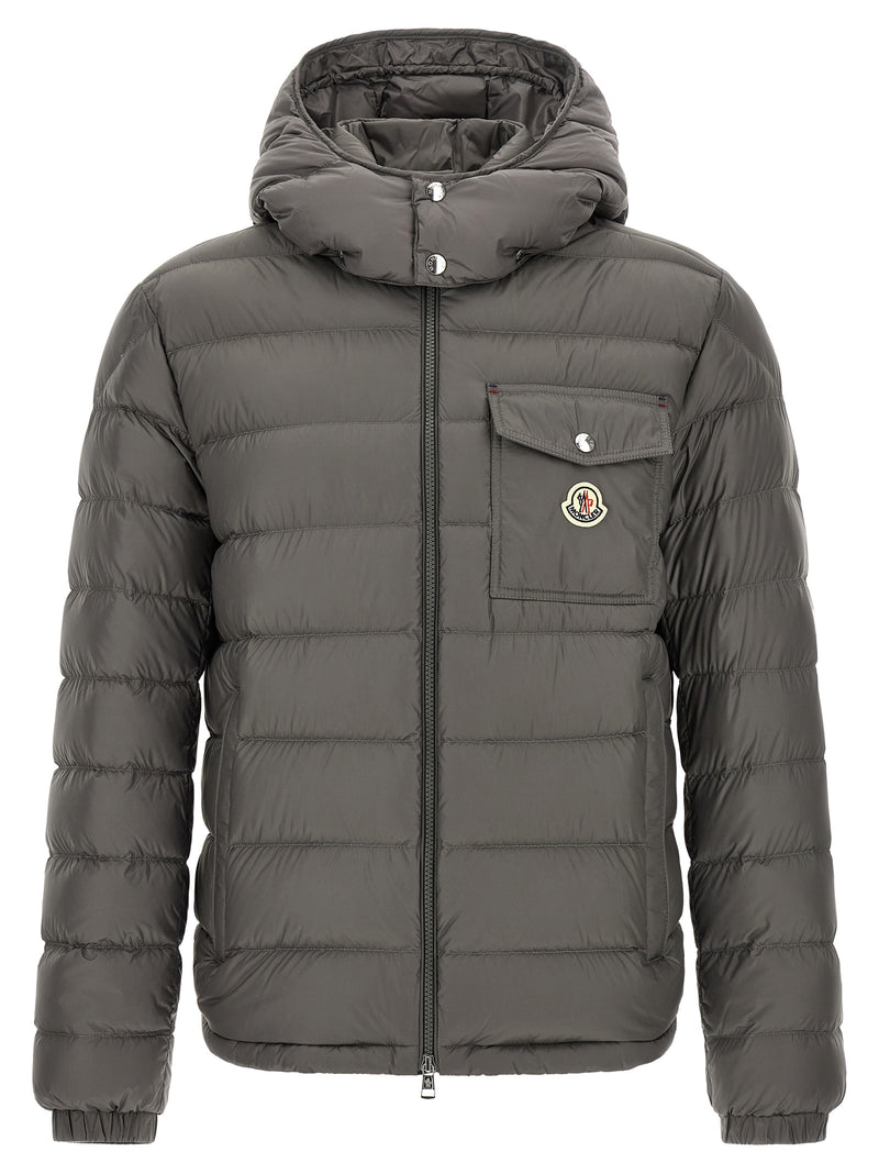 Veste longue Moncler grise en polyamide