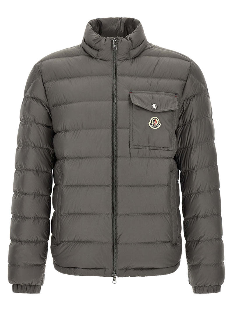 Veste longue Moncler grise en polyamide