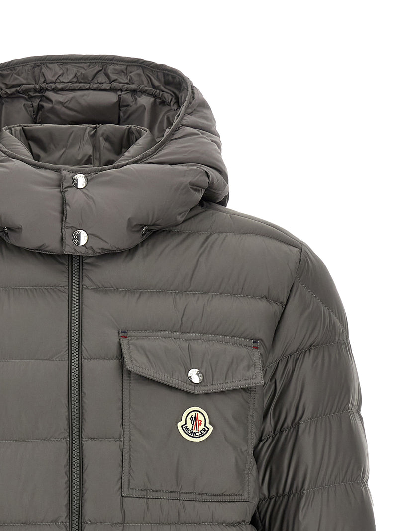 Veste longue Moncler grise en polyamide