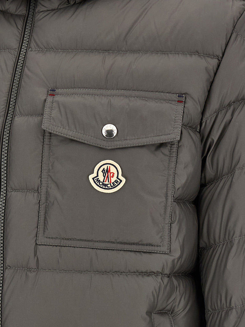 Veste longue Moncler grise en polyamide