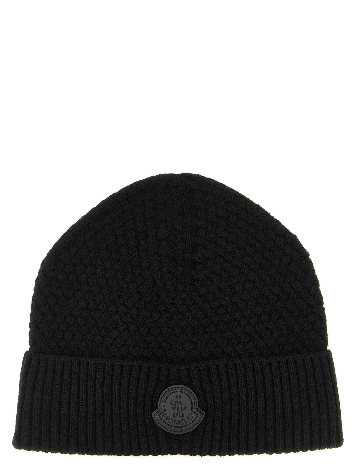 Bonnet Moncler en cuir noir